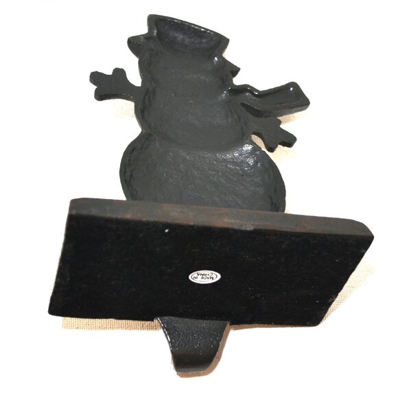 Cast Metal Snowman Christmas Stocking Holder Holiday Decor - Picture 3 of 3